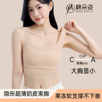 棉朵姿 超薄款奶皮束胸内衣女大胸显小果冻防凸点粉底液无痕隐形不透背心