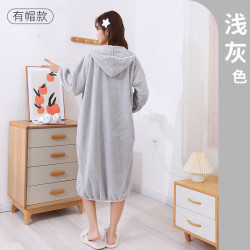 冬季浴巾家用长袖灰色