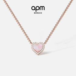 APM Monaco 粉母贝爱心项链女款高级感锁骨链送女生女友老婆生日礼物
