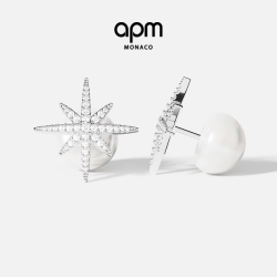 APM Monaco 单只六芒星耳钉淡水珍珠耳环 2020新款潮耳饰送妻子礼物