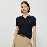 移动端：LILY 夏莱赛尔亚麻POLO领短袖针织衫