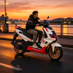 标致 SPEEDFIGHT4+ 150cc 复古通勤省油踏板摩托车 冰雪白/魅力红