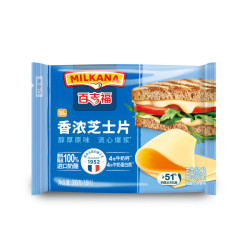 MILKANA 芝士片 再制奶酪 原味300g*2共36片冷藏 即食 早餐烘焙原料