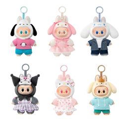 泡泡玛特 POPMART泡泡玛特THEMONSTERS x labubu三丽鸥家族系列搪胶挂件