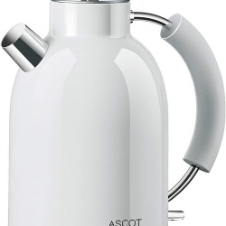 ASCOT 不锈钢水壶,2200 瓦,1.5 升,复古设计茶壶,烧干保护,自动关闭(白色)