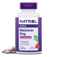 NATROL 褪黑素快速溶解片，可帮助您更快入睡，更快地保持睡觉时间更长，易服用于口中，溶解更快，吸收很好，5mg 150 467.921，草莓味，150粒