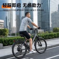 纯电助力新国标电动自行车 禧玛诺变速超长续航山地电瓶车 26寸双碟刹可拆锂电池 男女通勤代步车