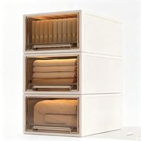 稻草熊 DOCOXO）抽屉式收纳箱  深27*宽18*高9.5 杏色外壳+透明抽屉1个装