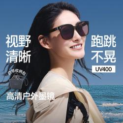 蕉下 高清晰度折叠墨镜 尼龙镜片 大方圆框太阳镜