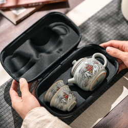 棠门 便携式汝窑旅行茶具套装