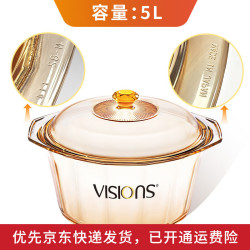 VISIONS 5L康宁耐热玻璃锅汤锅炖锅煮锅 VS5DI（5L玻璃锅）