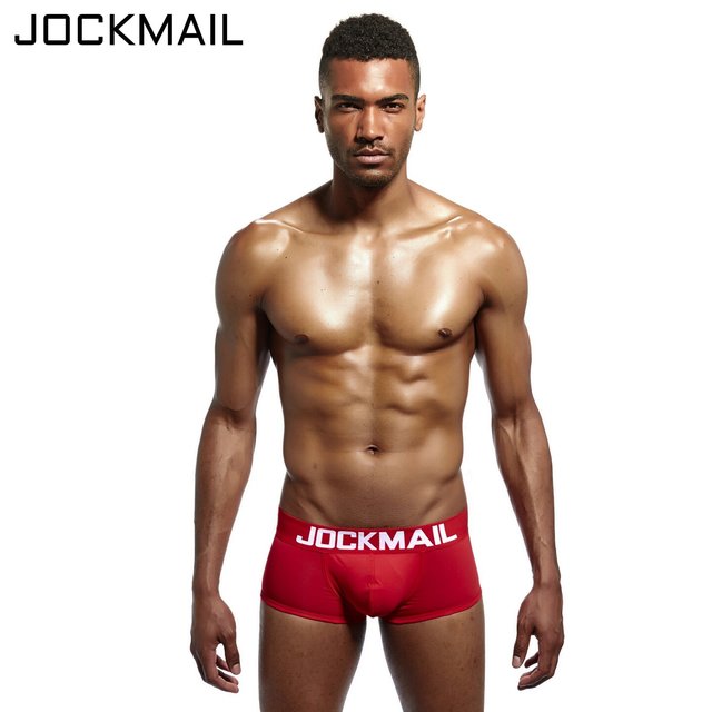JOCKMAIL 男士内裤平角裤棉低腰舒适U凸纯色性感透气四角底裤