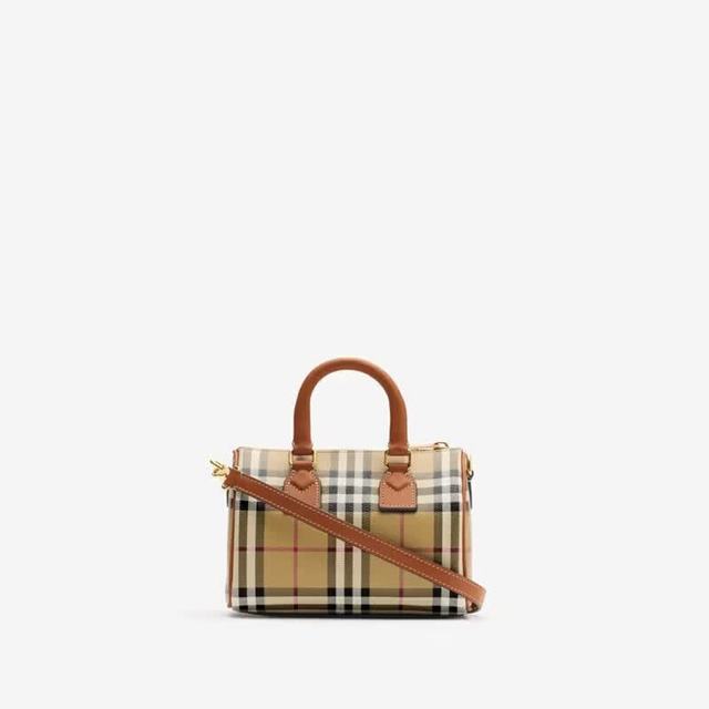 BURBERRY 女士迷你格纹保龄球手提包