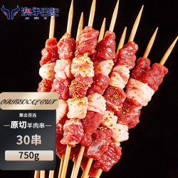 澳牛日記 澳牛日记羔羊原切羊肉串750g（25g*30串）BBQ出游户外烧烤食材