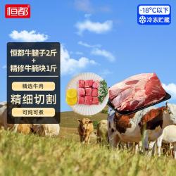 恒都 国产牛腱子 1kg+精修牛腩块 500g