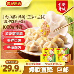 湾仔码头 早餐速食 速冻饺子  （三鲜+白菜+玉米+荠菜）*1000g
