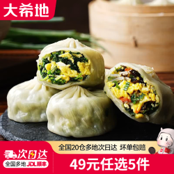 大希地 早餐面点包点速食速冻食品半成品 薄皮素三鲜包子250g