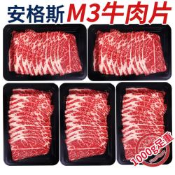 肉鲜厨师 安格斯M3谷饲原切牛肉片1kg