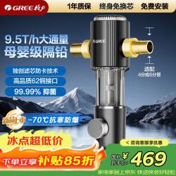 格力 前置净水器水霸王 9.5T/h家用全屋净水自来水前置自动清洗 40微米精滤免换芯无双酚W08