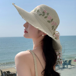 赫卡维 韩版玫瑰蕾丝防晒帽