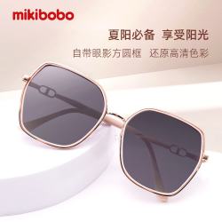 mikibobo 太阳镜8853款4 潮流 出行防UV 修颜 多边 大框显瘦防晒 偏光墨镜  米白色框