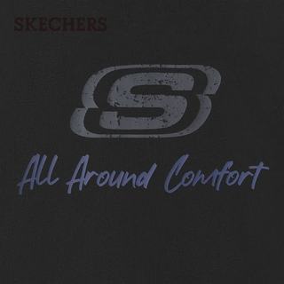 SKECHERS斯凯奇 字母印花针织短袖T恤 碳黑 M