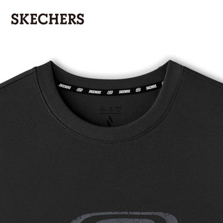 SKECHERS斯凯奇 字母印花针织短袖T恤 碳黑 M