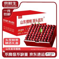 京鲜生 山东美早樱桃车厘子净重2.7斤3J单果30-32mm水果礼盒源头直发包邮