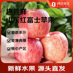 趣尝鲜 山东烟台红富士苹果 净重9斤 单果210g+ 源头直发 一件