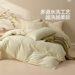 水星家纺 床上纯棉四件套全棉套件 简约北欧被套床单枕套被罩 春涧新絮 床单款 （被套200*230cm）