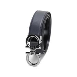 Salvatore Ferragamo FERRAGAMO 男士时尚轻奢亮面金属双环平滑扣皮带