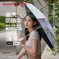 珍妮花 线下同款 Jnc小矮人迷你遮阳伞女轻便携晴雨两用防紫外线伞 JNC小矮人便携晴雨伞（紫盘格)