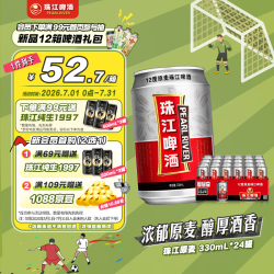 珠江啤酒 原麦啤酒 330ml*24听
