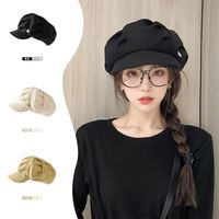 勋阳宇乐 帽子韩系短檐贝雷帽云朵八角帽女秋季薄款大头围百搭云朵