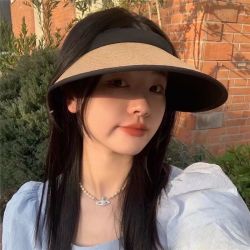 勋阳宇乐 2026新款女式大帽檐防晒草编户外跑步骑行登山海边沙滩阳帽