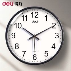 得力 家用时尚时钟挂表简约办公石英钟表挂墙高档大气 简约款12英寸(直径30.5厘米)