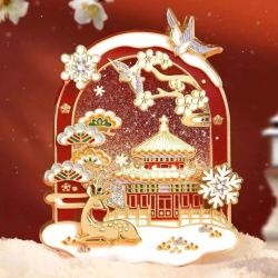 赋闲 北京文创故宫的雪金属流沙冰箱贴伴手礼物限定 北京故宫飘雪-流沙款冰箱贴