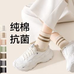 GPPNKC袜子女款棉质春秋季中筒抗菌不易臭2026新款爆夏薄款运动女条纹袜 常规款组合十