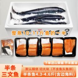 海宏盈 法罗群岛三文鱼整条冰鲜大西洋鲑鱼三文鱼切块海鲜鱼类生鲜 半条法罗三文鱼4.3-4.6斤 4.3斤