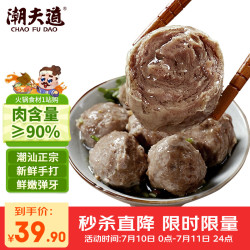 潮夫道 牛肉丸250g*2+牛筋丸250g*2 潮汕手打牛肉丸子火锅食材生鲜关东煮