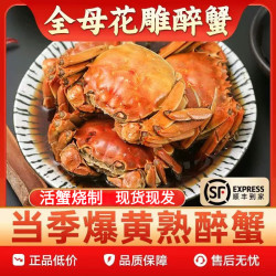 颐菁泽全母大闸蟹礼盒大闸蟹花雕熟醉蟹 熟食螃蟹 年货送礼 全母蟹8只装(每只3.1-3.4两)
