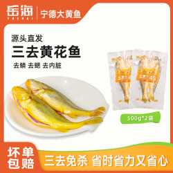 岳海 宁德黄花鱼新鲜冷冻三去大黄鱼小黄鱼 黄鱼黄鱼鲞海鲜水产生鲜 三去大黄鱼4条