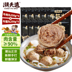 潮夫道 潮汕牛肉丸套餐2.5kg肉含量90%+牛肉丸牛筋丸10袋
