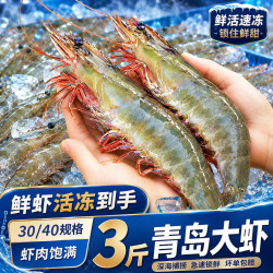 百库 鲜活冷冻 盐冻大虾 16-18cm 3斤(净重)  盐冻大虾