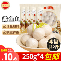 潮兴记 嫩鱼丸250g*4包共2斤潮汕手打鱼丸子关东煮空气炸锅烧烤火锅食材