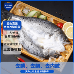 鲜到鲜得 三去白蕉海鲈鱼450g （去鳞去鳃去内脏）生鲜 鱼类 深海鱼 海鲜水产