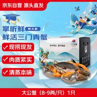 掌昕鲜 三门青蟹 大公蟹（8-9两/只）1只 生鲜活螃蟹海鲜水产春节年货盒