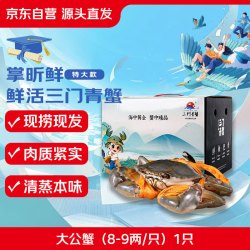 掌昕鲜 三门青蟹 大公蟹（8-9两/只）1只 生鲜活螃蟹海鲜水产春节年货盒