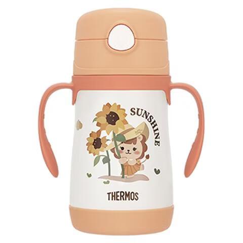 THERMOS 膳魔师 儿童吸管保温杯 316L不锈钢 向日葵（带把手） 305ml