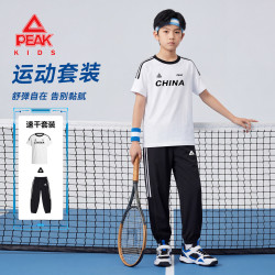 匹克 童装儿童运动套装2026夏季新款男童纯棉短袖透气青少年速干篮球服